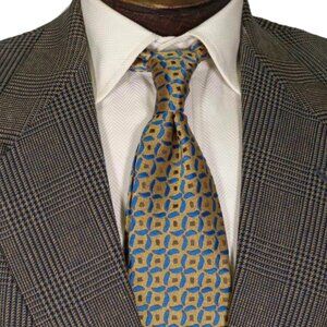 Hart Schaffner Marx Blue Brown Gold Glen Plaid Sport Coat Wool Silk 41R
